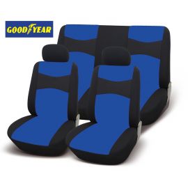Универсална тапицерия пълен комплект калъфи за предни и задни цели седалки от текстил в синьо-черно Goodyear Гудиър  GDY0411