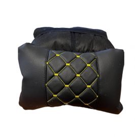 Комплект от 2 броя универсални възглавници авто възглавничка за врат за по-добър комфорт при дълъг път с автомобил черно с жълт шев