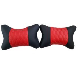 Комплект от 2 броя универсални възглавници авто възглавничка за врат за по-добър комфорт при дълъг път с автомобил червено-черно  POD036