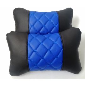 Комплект от 2 броя универсални възглавници авто възглавничка за врат за по-добър комфорт при дълъг път с автомобил синьо - черно  POD038