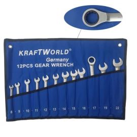 Професионален комплект звездогаечни тресчотни ключове 8 - 22 мм KraftWorld  IN0264