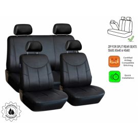 Универсални калъфи за предни и задни седалки на автомобил кола такси taxi тапицерия пълен компкект от еко кожа с делима задна седалка с цип ч
