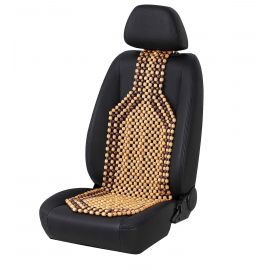Универсален масажор масажна подложка за автомобилна седалка с дървени топчета бежово кафяво  TAP334