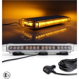 55 см 40 LED ЛЕД мощна аварийна диодна сигнална лампа блиц с магнити 12-24V 10 режима на работа жълта оранжева светлина E-Mark Е9 за пътна помощ платф  M