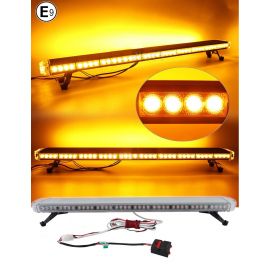 119.4 см 88 LED ЛЕД 88W мощна аварийна диодна сигнална лампа блиц 12-24V 15 режима на работа жълта оранжева светлина E-Mark Е9 за пътна помощ платформ  MAR398