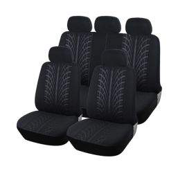 Нова универсална текстилна авто тапицерия, калъфи за автомобилни седалки, пълен комплект, 9 части в черно  TAP354