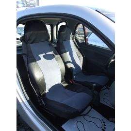 1+1 Калъфи за предни седалки, тапицерия за автомобил Smart Fortwo Смарт Форту, текстил сиво-черно  TAP153