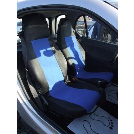 1+1 Калъфи за предни седалки, тапицерия за автомобил Smart Fortwo Смарт Форту, текстил синьо-черно  TAP154