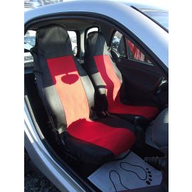 1+1 Калъфи за предни седалки, тапицерия за автомобил Smart Fortwo Смарт Форту, текстил червено-черно  TAP155