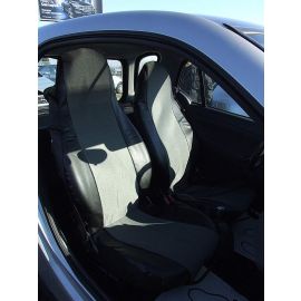 1+1 Калъфи за предни седалки, тапицерия за автомобил Smart Fortwo Смарт Форту, текстил и еко кожа, сиво-черно  TAP158