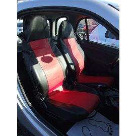 1+1 Калъфи за предни седалки, тапицерия за автомобил Smart Fortwo Смарт Форту, еко кожа червено-черно  TAP160