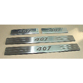 Хромирани прагове за Пежо 407- 4 елемента с лого  CRO126