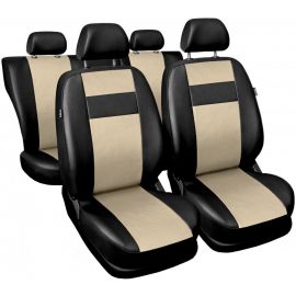 Универсални калъфи за предни и задни седалки на автомобил кола тапицерия пълен комплект от еко кожа в черно и бежово  TAP135BG