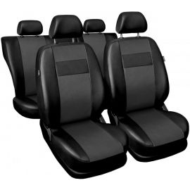 Универсални калъфи за предни и задни седалки на автомобил кола тапицерия пълен комплект от еко кожа в черно и сиво  TAP135G