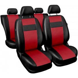 Универсални калъфи за предни и задни седалки на автомобил кола тапицерия пълен комплект от еко кожа в черно и червено  TAP135R