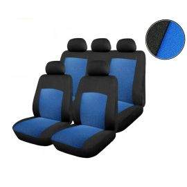 Универсална Авто тапицерия ,калъфи за седалки, пълен комплект ,9 части черна със синьо