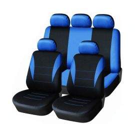 Универсална тапицерия, пълен комплект калъфи за предни и задни цели седалки,текстил в синьо-черно  TAP344