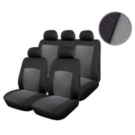 Универсална Авто тапицерия, калъфи за седалки, пълен комплект, 9 части сиво-черно  TAP207