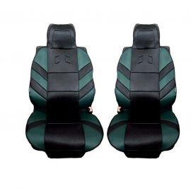 1 + 1 Универсални калъфи, тапицерия за предни седалки, Масажор, високо качествен текстилен материал, Зелено-Черно  TAP109