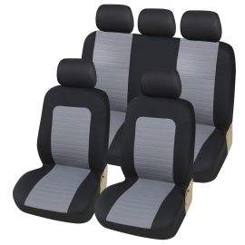 Универсална Авто тапицерия Kалъфи За Седалки Пълен Комплект 9 Части Сиво Черно  TAP463