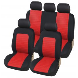Универсална Авто тапицерия Kалъфи За Седалки Пълен Комплект 9 Части Червено Черно  TAP466