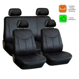 Универсални калъфи за предни и задни седалки на автомобил кола такси taxi , тапицерия пълен компкект от еко кожа в черно  TAP361