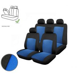 Универсална Авто тапицерия, калъфи за седалки, пълен комплект делима задна седалка с цип синя  TAP251