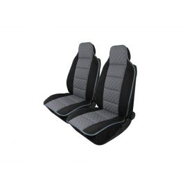 1+1 Универсални калъфи за предни седалки - релефни - еко кожа и текстил - черно със сиво  TAP944