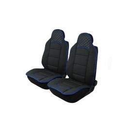 1+1 Комплект универсални калъфи тип масажор за предни седалки - черно със син конец - Еко Кожа и Текстил  TAP951