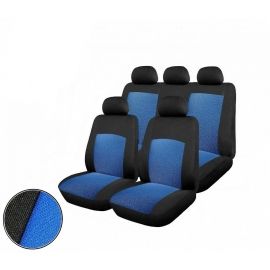 Пълен комплект авто тапицерия калъфи за седалки за Dacia Logan I 2004-2012, Dacia Logan II 2012+ синьо-черно  TAP129