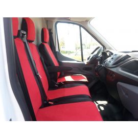 2+1 комплект калъфи / тапицерия - специално ушити за Ford Transit 2013+ - пасват перфектно - с отвор за барчето на двойната седалка - черно и червено  TAP23