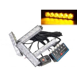 Комплект 4 Броя С Контролер 6 LED Лед Диодна Сигнална Аварийна Блиц Мигаща Светлина Пътна Помощ Платформа 12V  MAR511