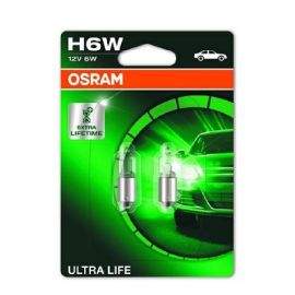 Комплект 2 броя халогенни крушки Osram H6W Ultra Life 12V, 6W, BAX9s  64132ULT-02B