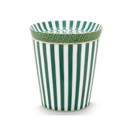 Pip Studio чаша с чиния Royal Stripes тъмно зелено 51.002.430