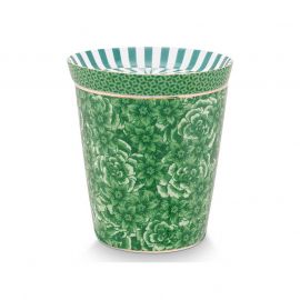 Pip Studio чаша с чиния Royal Stripes Flower тъмно зелено 51.002.433