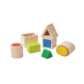 PlanToys дървена играчка Geo matching boxes 5391