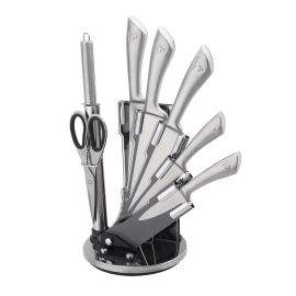 Комплект ножове с точило и ножица Royalty Line RL-KSS600, 8 части, Поставка, Неръждаема стомана