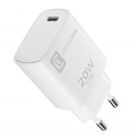 Cellular line Зарядно 220V, тип порт USB-C, 20W, Micro pack, бял цвят 12328