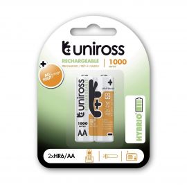 Uniross Акумулаторни батерии NiMH Uniross AA 1000 блистер 2бр. 8474