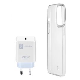 Cellular line Пакет за iPhone 14 Pro Max- Зарядно USB-C 20W + калъф 9560