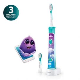 Philips Sonicare Детска четка за зъби ForKids с Bluetooth цвят морско синьо с 2 глави