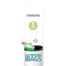 Торба за кош Brabantia PerfectFit Touch размер K, 10L, 10 броя, зелени, биоразградими, ролка