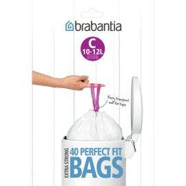 Торба за кош Brabantia PerfectFit Sort&Go/Silent/Touch размер C, 10-12L, 20 броя, ролка