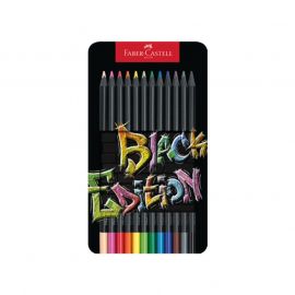 Faber-Castell Моливи Black Edition, 12 цвята, в метална кутия
