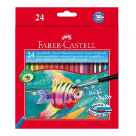 Faber-Castell Акварелни моливи, 24 цвята, с включена четка