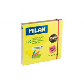 Milan Самозалепващи листчета Fluo, 76 x 76 mm, 4 цвята, 100 листа, опаковка 10 1040100058