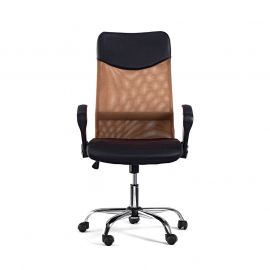 Директорски стол Monti HB, дамаска, екокожа и меш, черна седалка, кафява облегалка