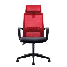 RFG Директорски стол Smart HB, дамаска и меш, черна седалка, червена облегалка