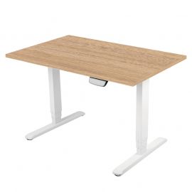 RFG Ергономично eлектрическо бюро, 160 x 80 cm, метални крака с бял цвят, плот с кехлибарен цвят