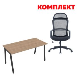 Комплект Бюро Narbutas Nova A, 1200x700x740 mm и RFG Директорски стол Best HB, дамаска и меш 4015100632
